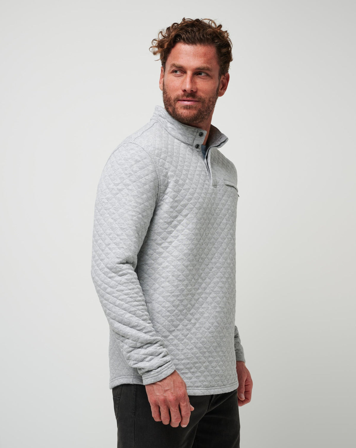 TravisMathew | Transatlantic Quarter Zip - Heather Light Grey
