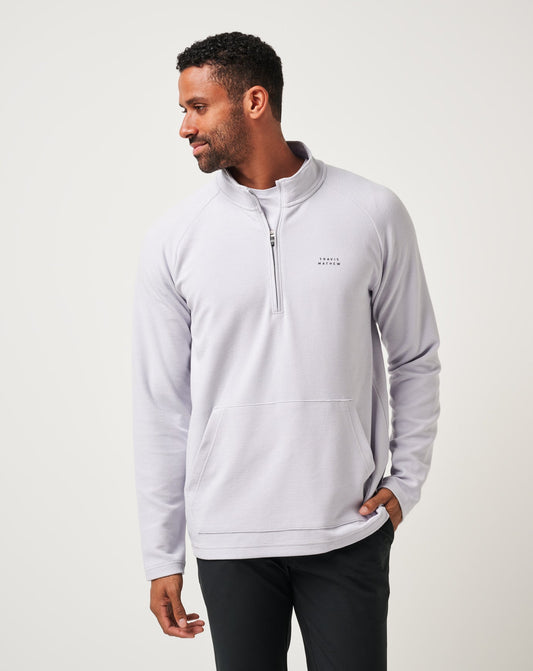 TravisMathew | Performance Waffle Quarter Zip - Heather Light Grey