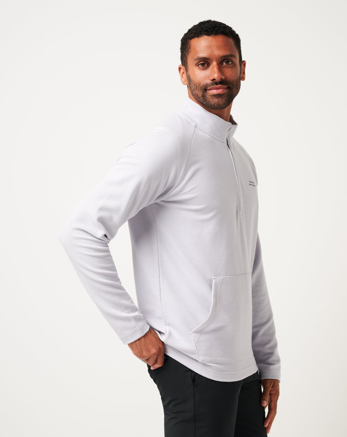 TravisMathew | Performance Waffle Quarter Zip - Heather Light Grey