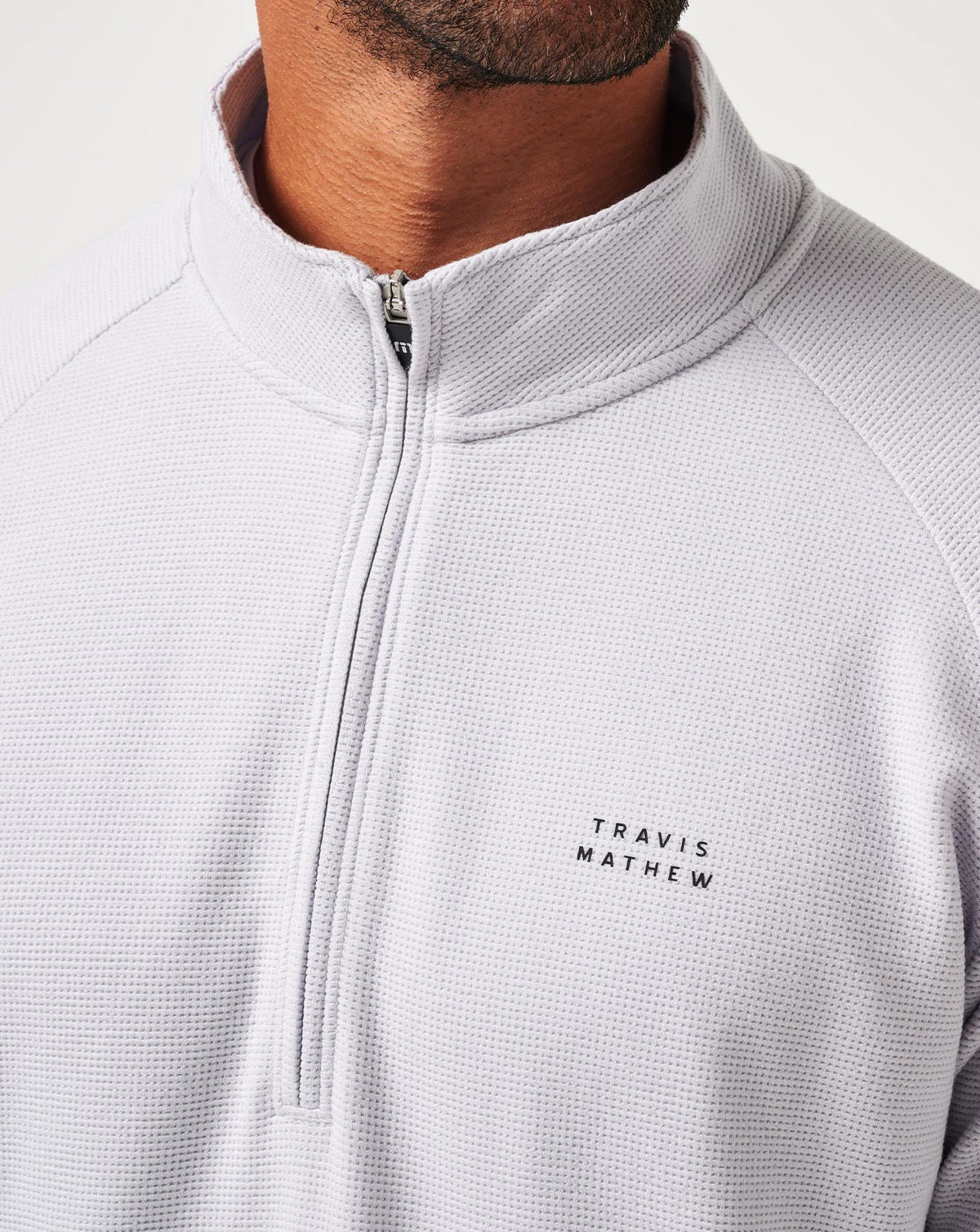 TravisMathew | Performance Waffle Quarter Zip - Heather Light Grey