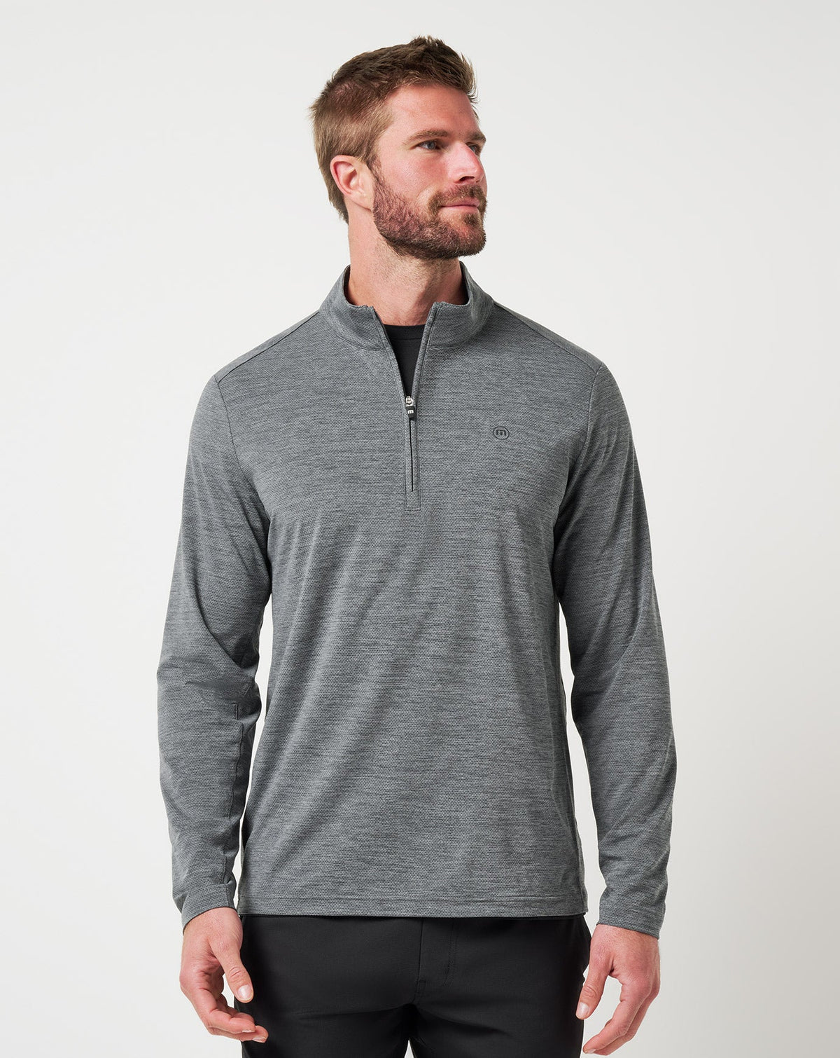 TravisMathew | Heater Pro Quarter Zip - Heather Grey