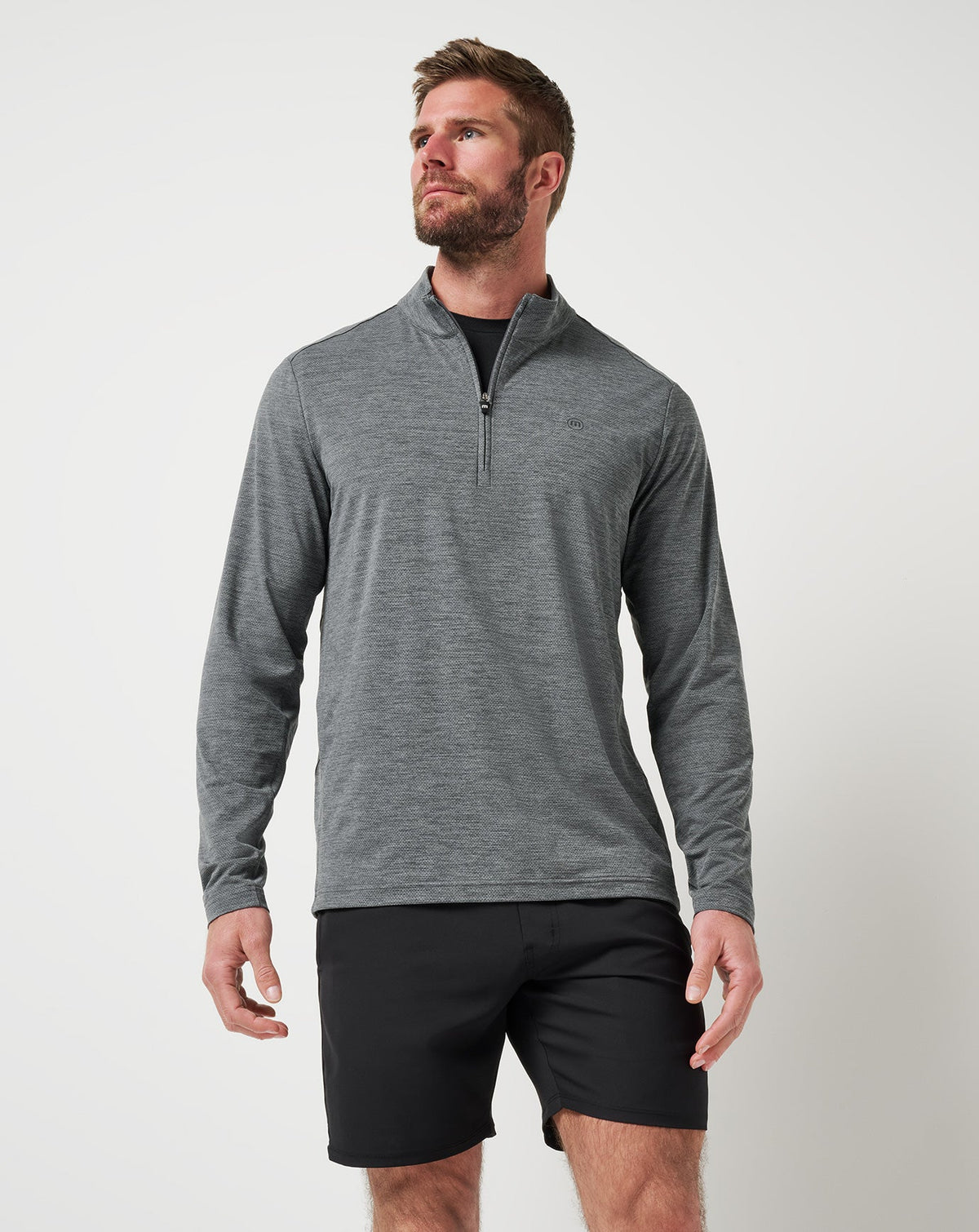 TravisMathew | Heater Pro Quarter Zip - Heather Grey
