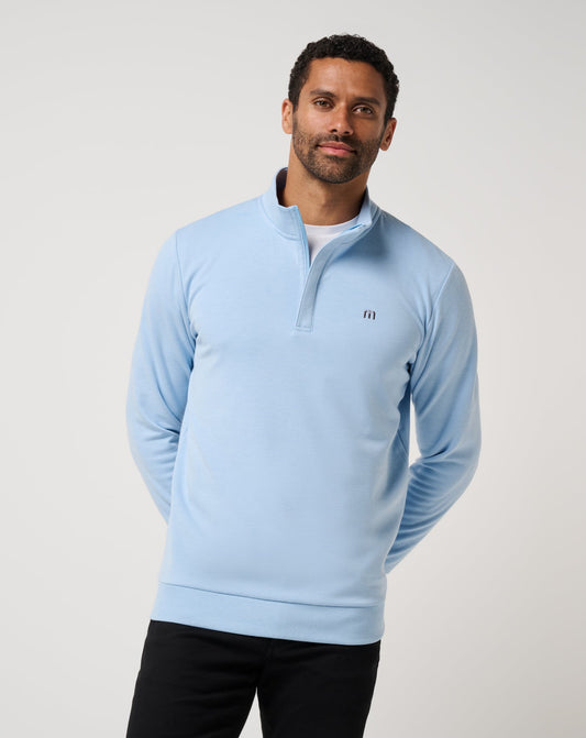 TravisMathew | Cloud Quarter Zip 2.0 - Heather Powder Blue
