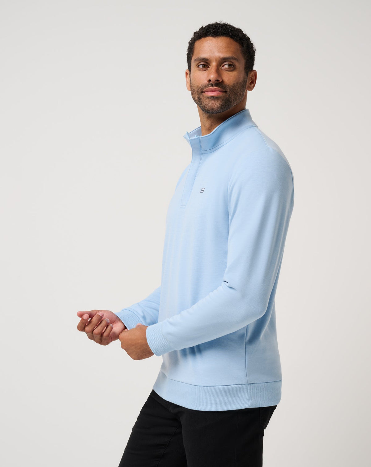 TravisMathew | Cloud Quarter Zip 2.0 - Heather Powder Blue