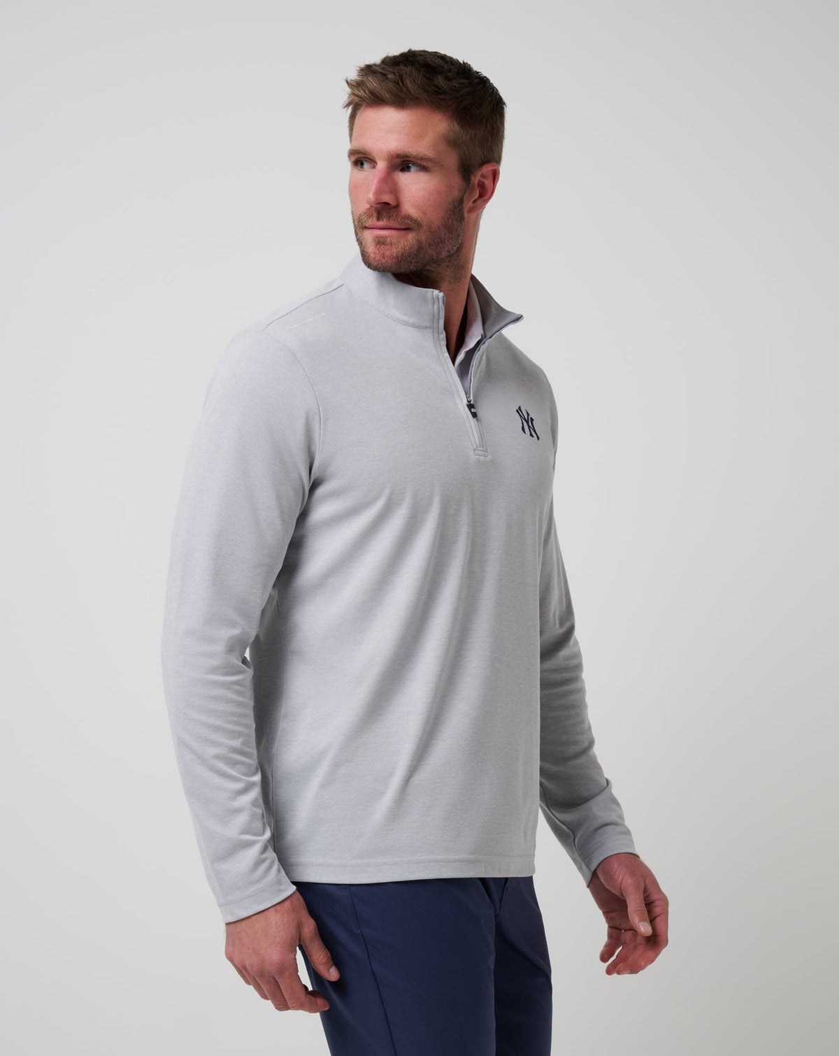 TravisMathew | New York Yankees Time To Tailgate Quarter Zip - Heather Grey