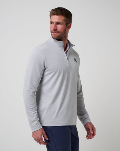 TravisMathew | New York Yankees Time To Tailgate Quarter Zip - Heather Grey