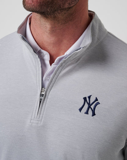 TravisMathew | New York Yankees Time To Tailgate Quarter Zip - Heather Grey