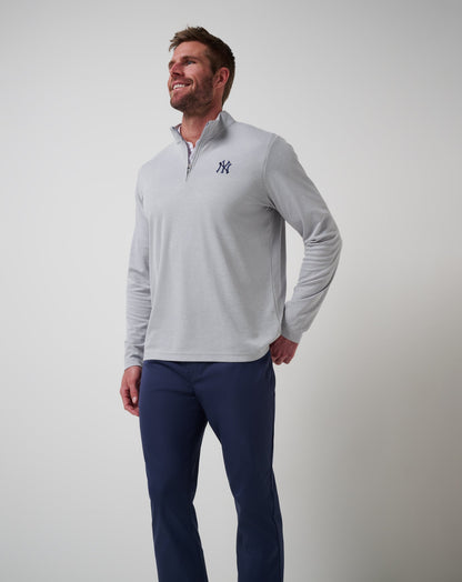 TravisMathew | New York Yankees Time To Tailgate Quarter Zip - Heather Grey