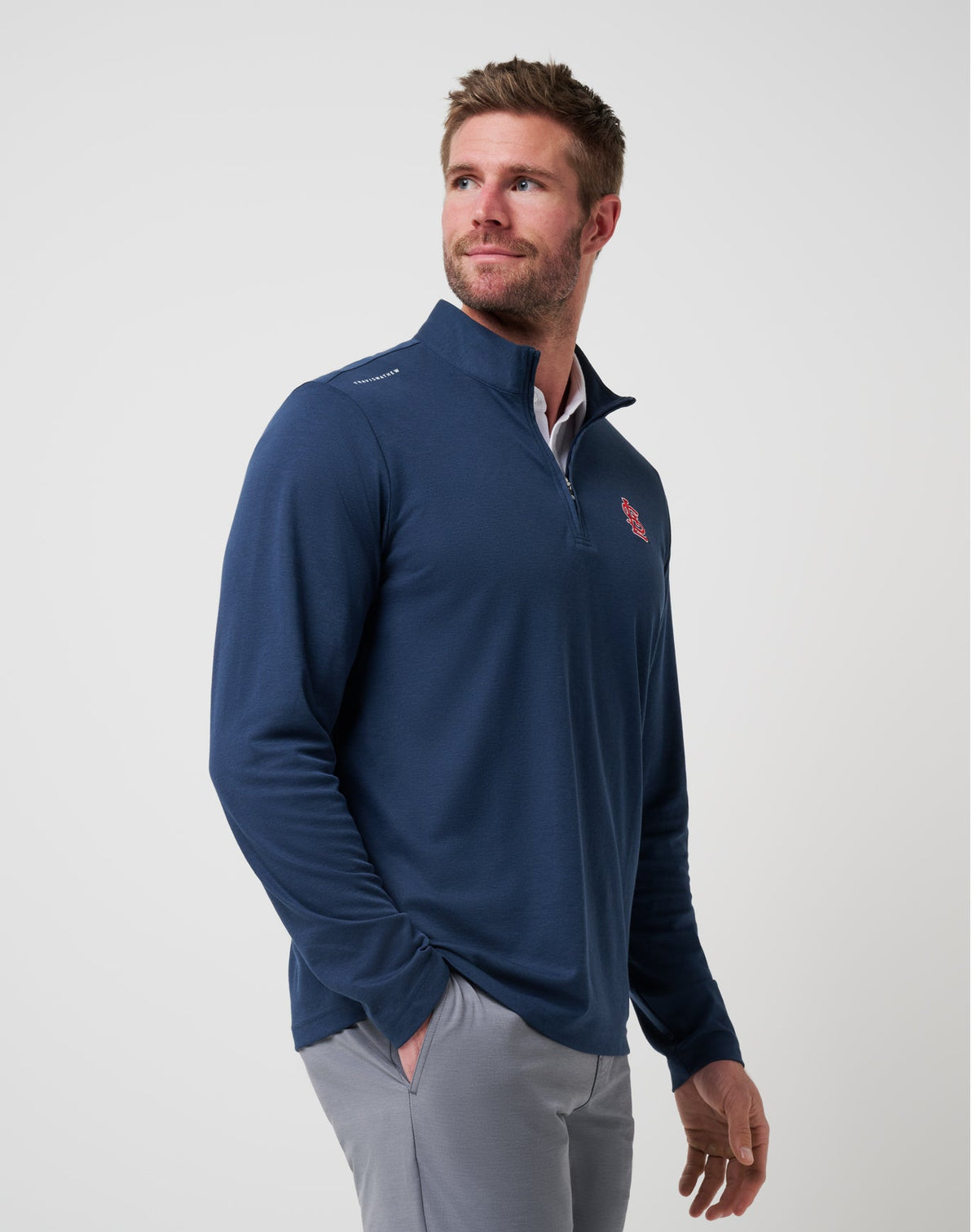 TravisMathew | St Louis Cardinals Time To Tailgate Quarter Zip - Navy