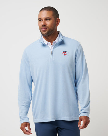 TravisMathew | Minnesota Twins Time To Tailgate Quarter Zip - Heather Blue