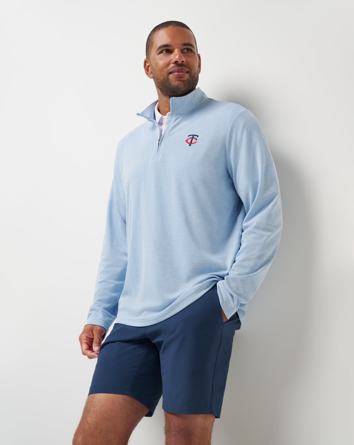 TravisMathew | Minnesota Twins Time To Tailgate Quarter Zip - Heather Blue