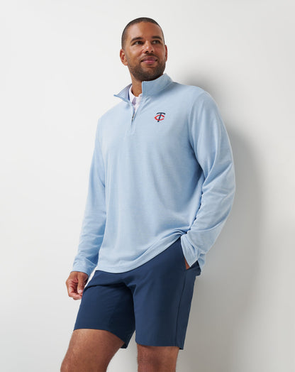 TravisMathew | Minnesota Twins Time To Tailgate Quarter Zip - Heather Blue