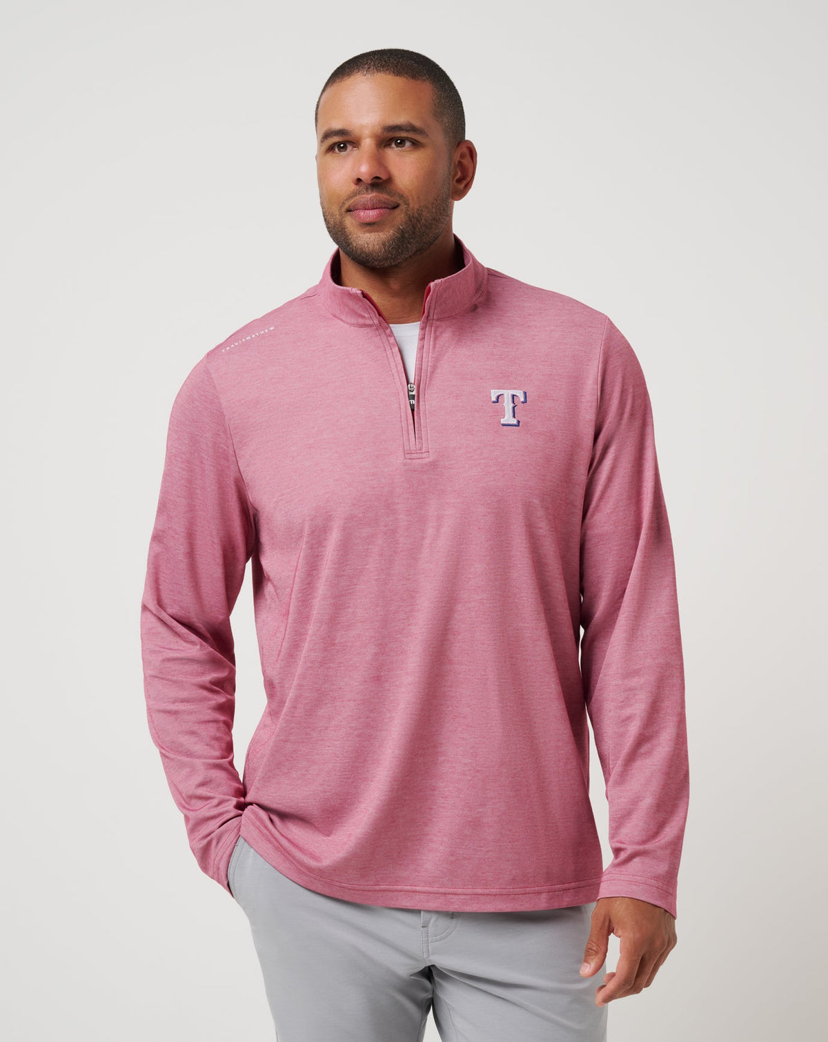 TravisMathew | Texas Rangers Time To Tailgate Quarter Zip - Heather Red