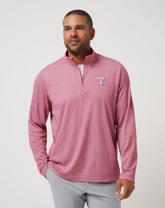 TravisMathew | Texas Rangers Time To Tailgate Quarter Zip - Heather Red