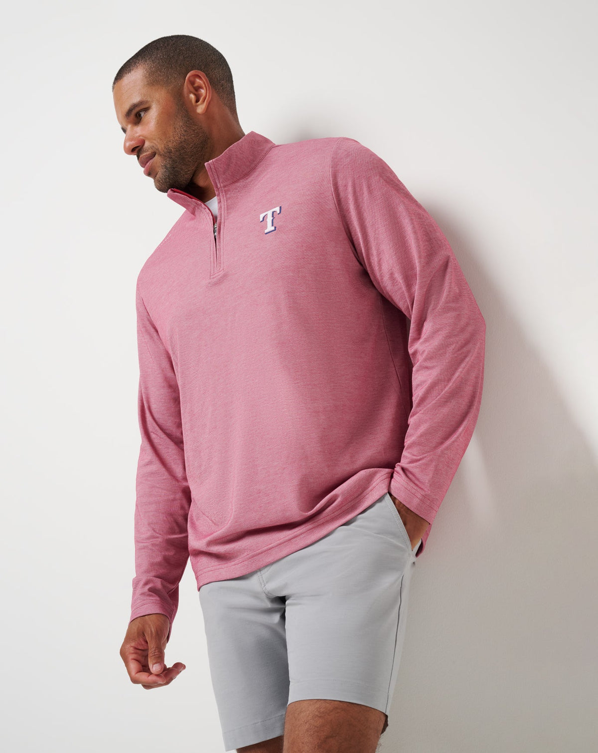 TravisMathew | Texas Rangers Time To Tailgate Quarter Zip - Heather Red