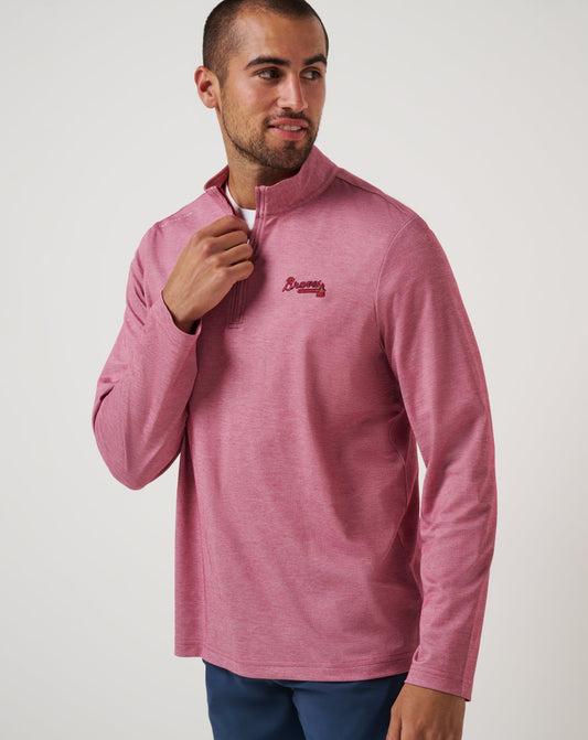 TravisMathew | Atlanta Braves Time To Tailgate Quarter Zip - Heather Red