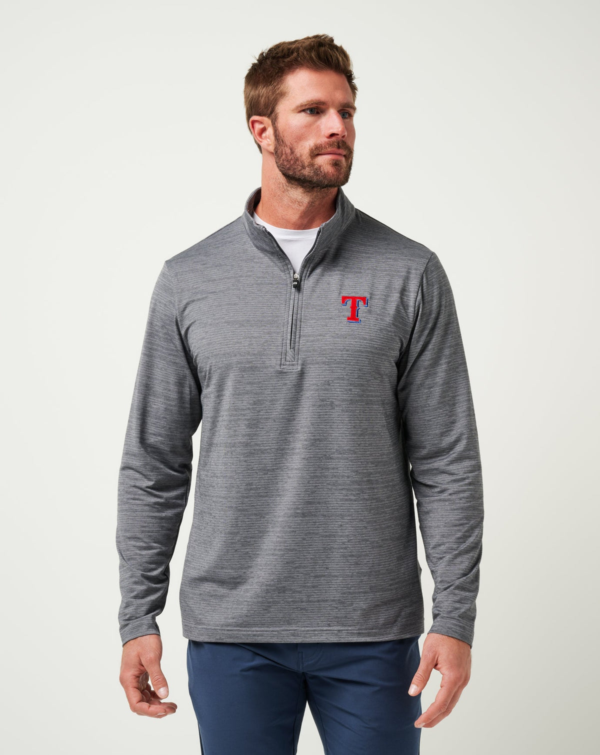 TravisMathew | Texas Rangers The Heater Quarter Zip - Sleet/Quiet Shade