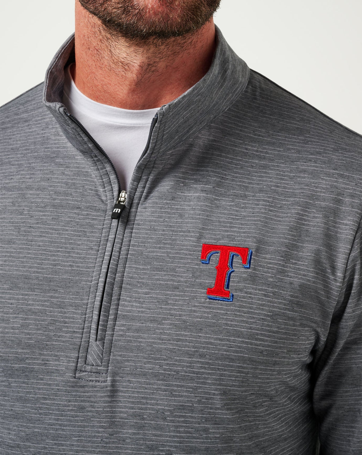 TravisMathew | Texas Rangers The Heater Quarter Zip - Sleet/Quiet Shade