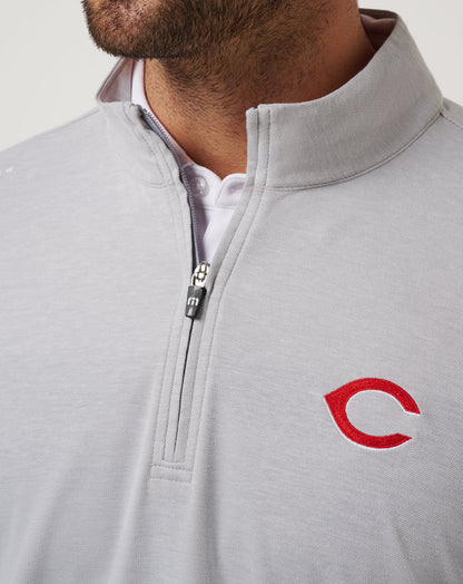 TravisMathew | Cincinatti Reds Time To Tailgate Quarter Zip - Heather Grey