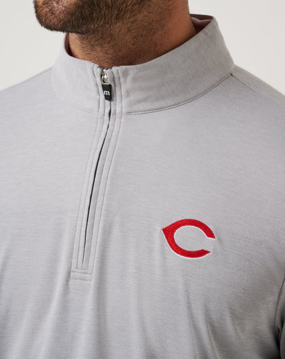 TravisMathew | Cincinatti Reds Time To Tailgate Quarter Zip - Heather Grey