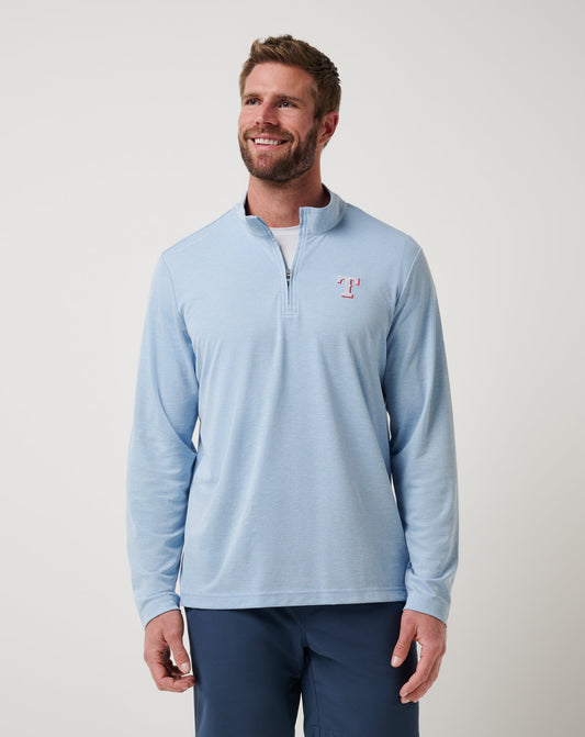 TravisMathew | Texas Rangers Time To Tailgate Quarter Zip - Heather Blue