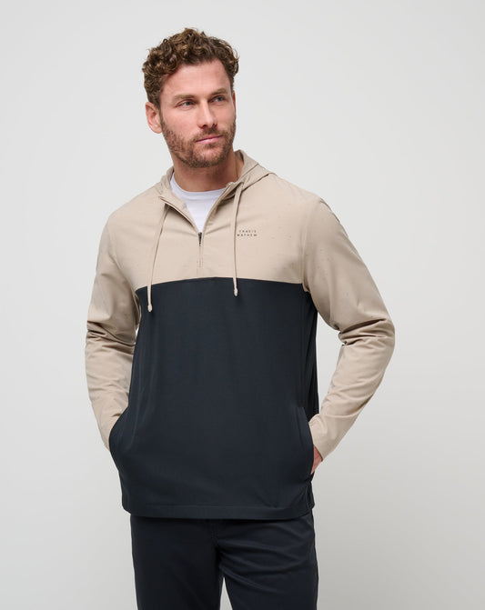 TravisMathew | Rocky Shore Quarter Zip Hoodie - Oxford Tan