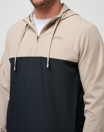 TravisMathew | Rocky Shore Quarter Zip Hoodie - Oxford Tan
