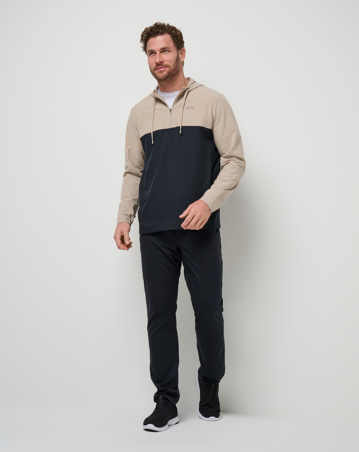 TravisMathew | Rocky Shore Quarter Zip Hoodie - Oxford Tan