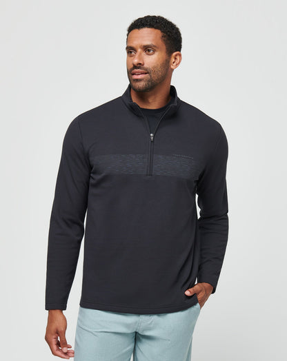 TravisMathew | Upgraded Fleece Chest Stripe Quarter Zip - Black/Coronet