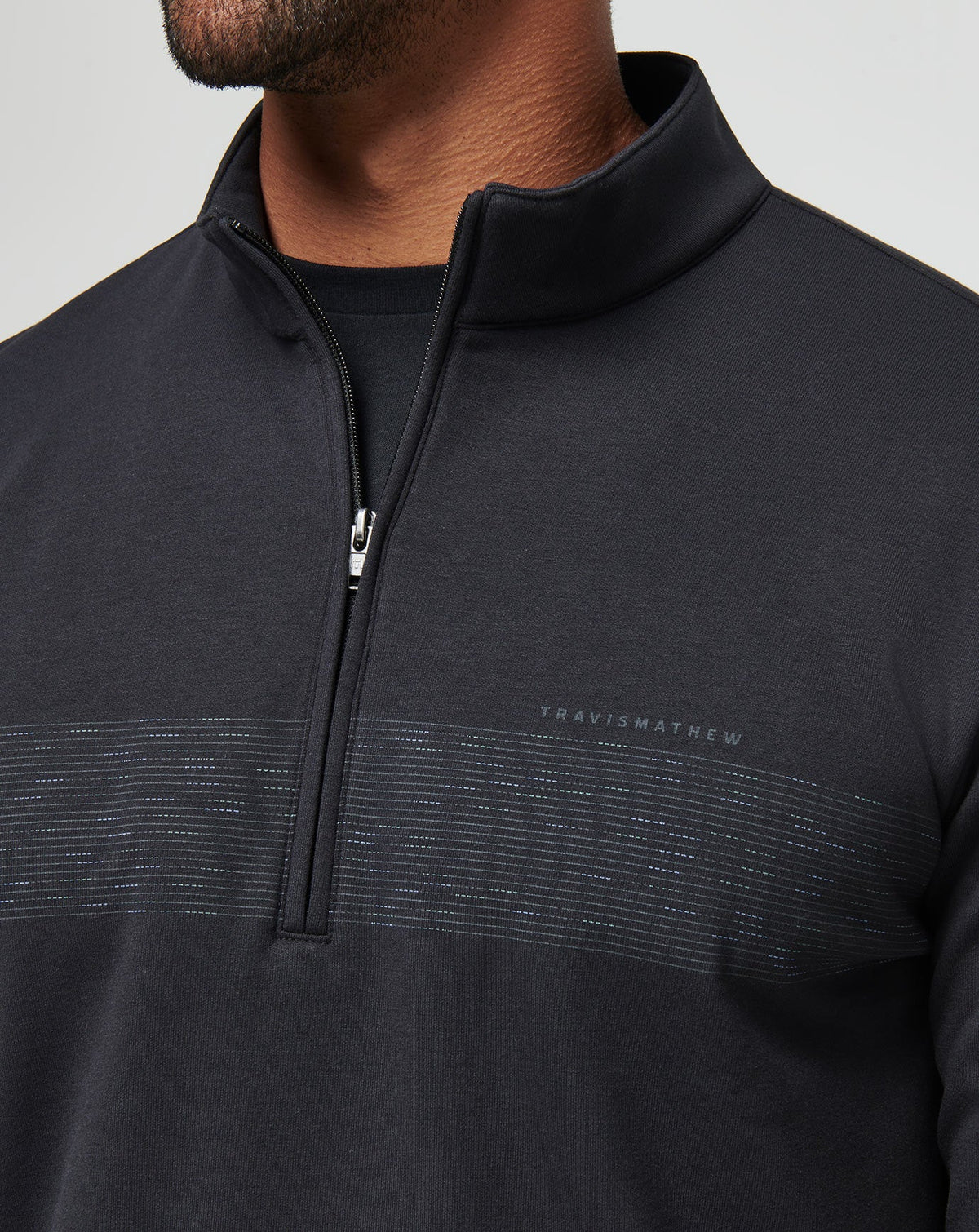 TravisMathew | Upgraded Fleece Chest Stripe Quarter Zip - Black/Coronet
