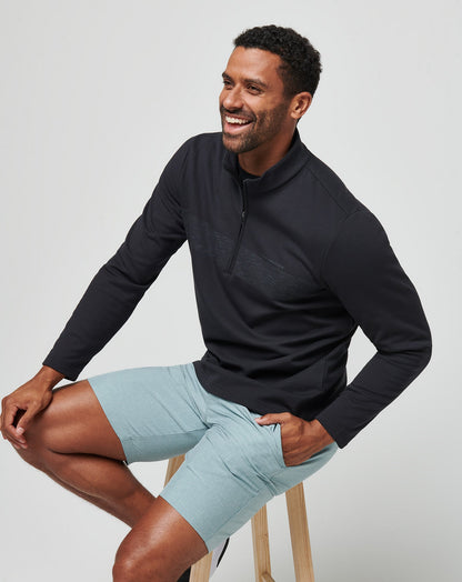 TravisMathew | Upgraded Fleece Chest Stripe Quarter Zip - Black/Coronet