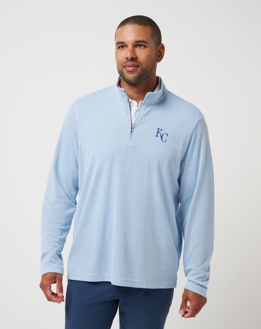 TravisMathew | Kansas City Roayals Time To Tailgate Quarter Zip - Heather Blue