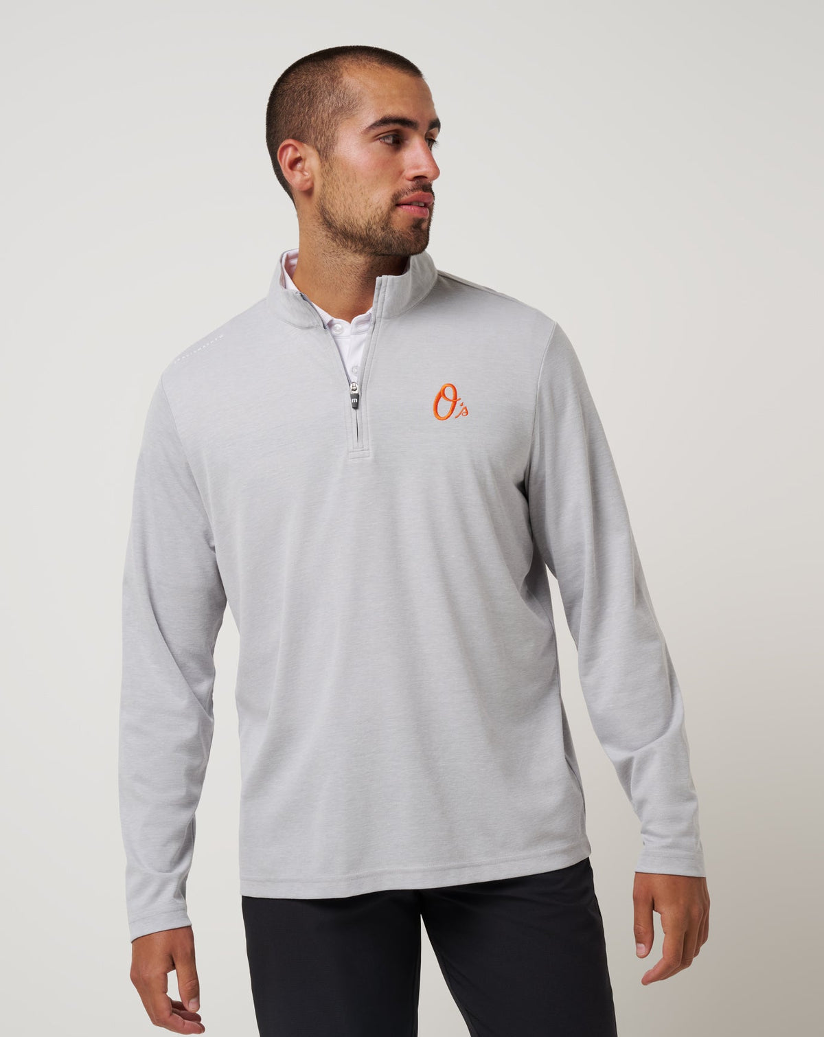 TravisMathew | Baltimore Orioles Time To Tailgate Quarter Zip - Heather Grey
