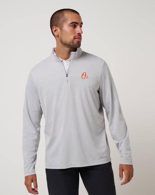 TravisMathew | Baltimore Orioles Time To Tailgate Quarter Zip - Heather Grey