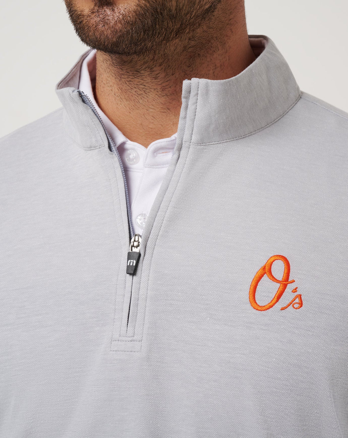 TravisMathew | Baltimore Orioles Time To Tailgate Quarter Zip - Heather Grey