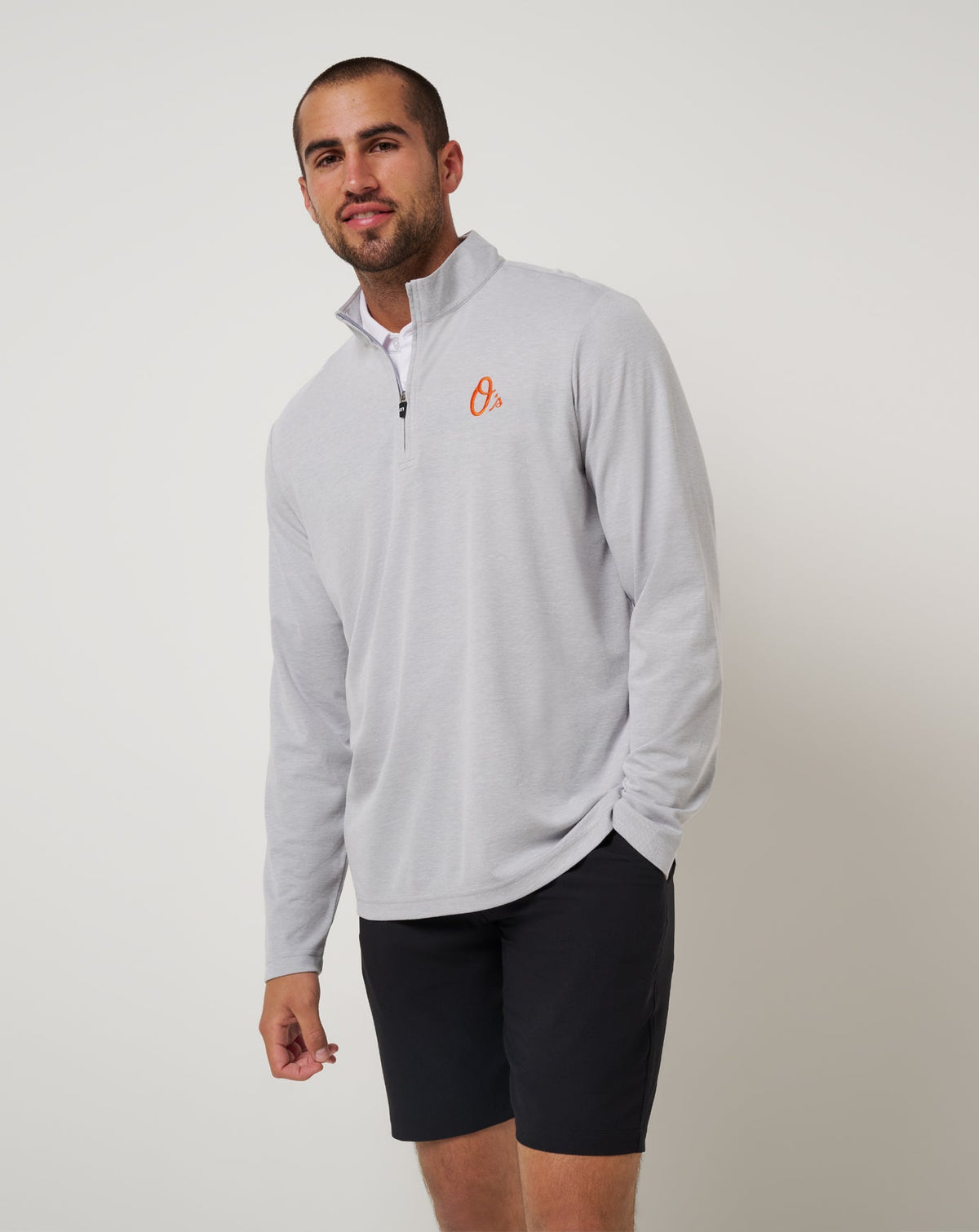 TravisMathew | Baltimore Orioles Time To Tailgate Quarter Zip - Heather Grey