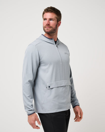 TravisMathew | Out Of Pocket Hooded Quarter Zip - Heather Light Grey