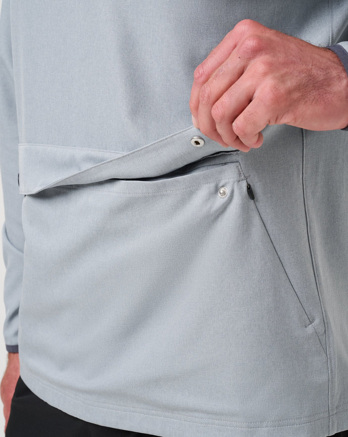 TravisMathew | Out Of Pocket Hooded Quarter Zip - Heather Light Grey