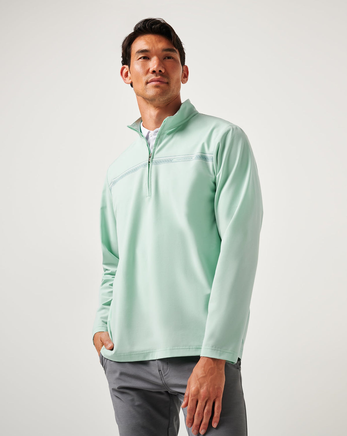 TravisMathew | On The Map Quarter Zip - Eggshell Blue