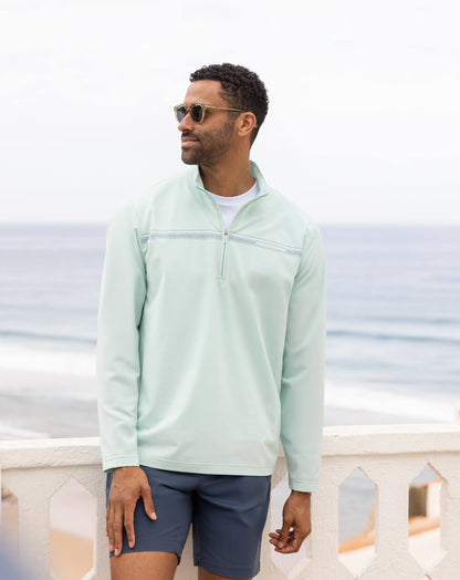 TravisMathew | On The Map Quarter Zip - Eggshell Blue