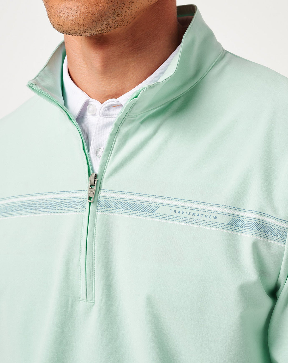 TravisMathew | On The Map Quarter Zip - Eggshell Blue