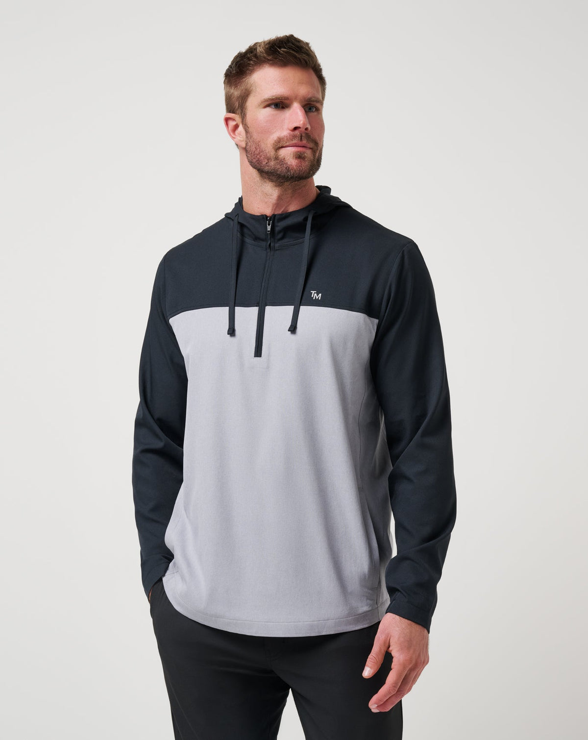 TravisMathew | Coin Toss Quarter Zip Hoodie - Heather Light Grey