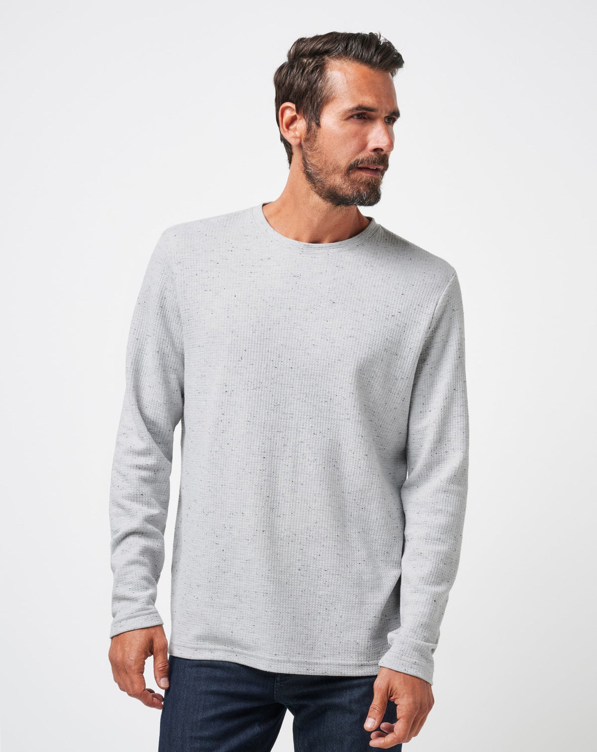 TravisMathew | Cloud Waffle Crew - Heather Light Grey