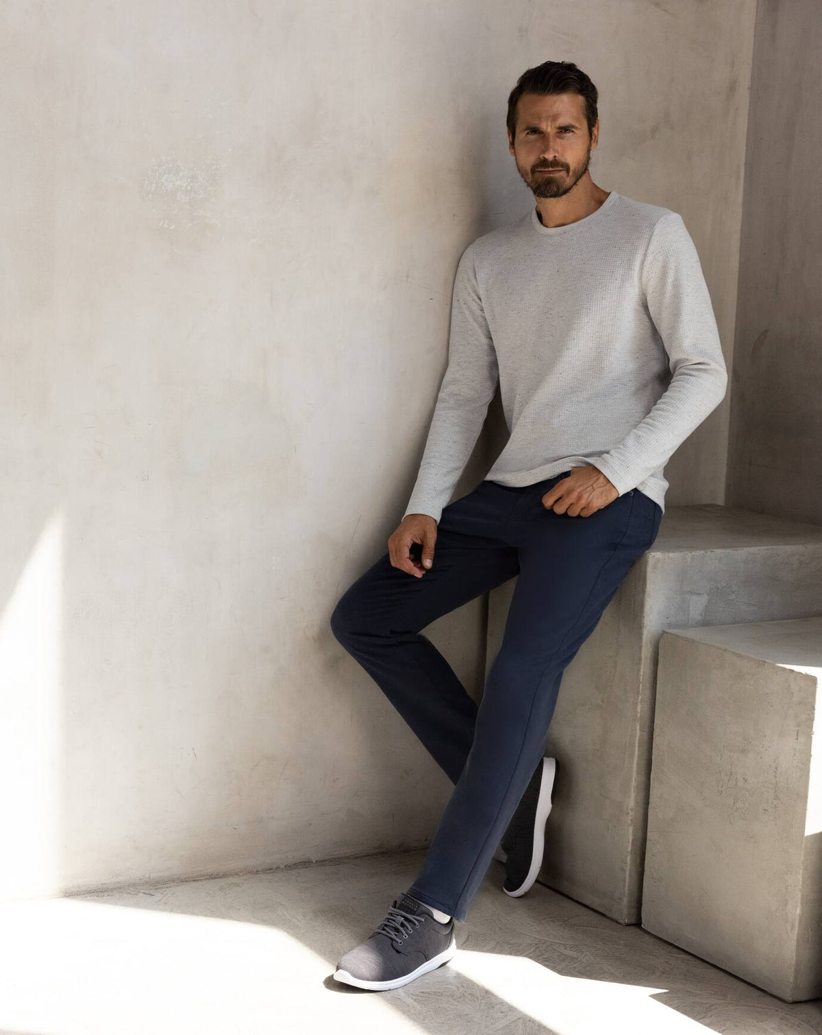 TravisMathew | Cloud Waffle Crew - Heather Light Grey