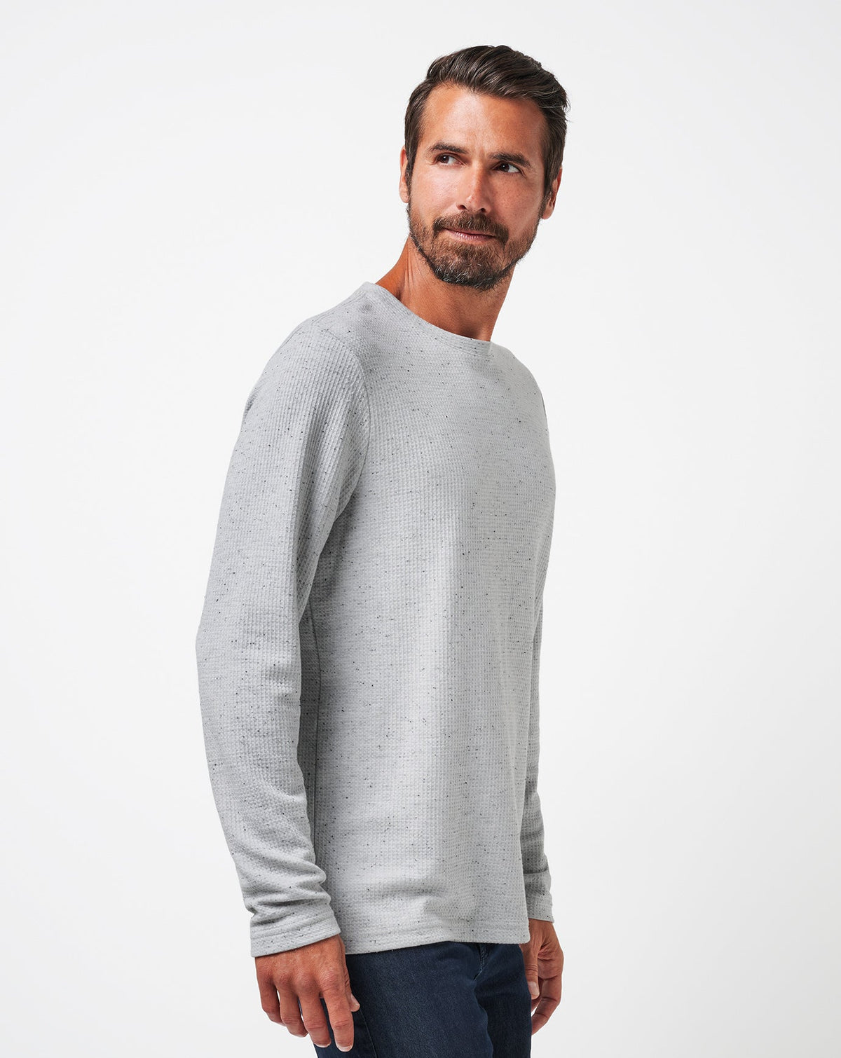 TravisMathew | Cloud Waffle Crew - Heather Light Grey