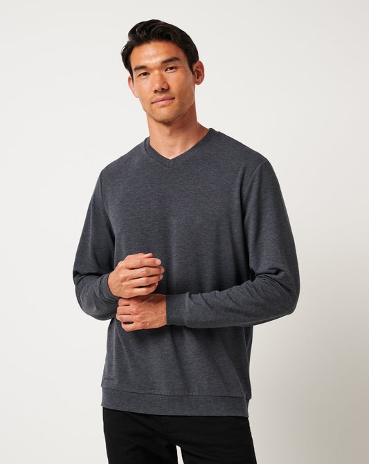 TravisMathew | Amenities V-Neck Crew - Heather Dark Grey