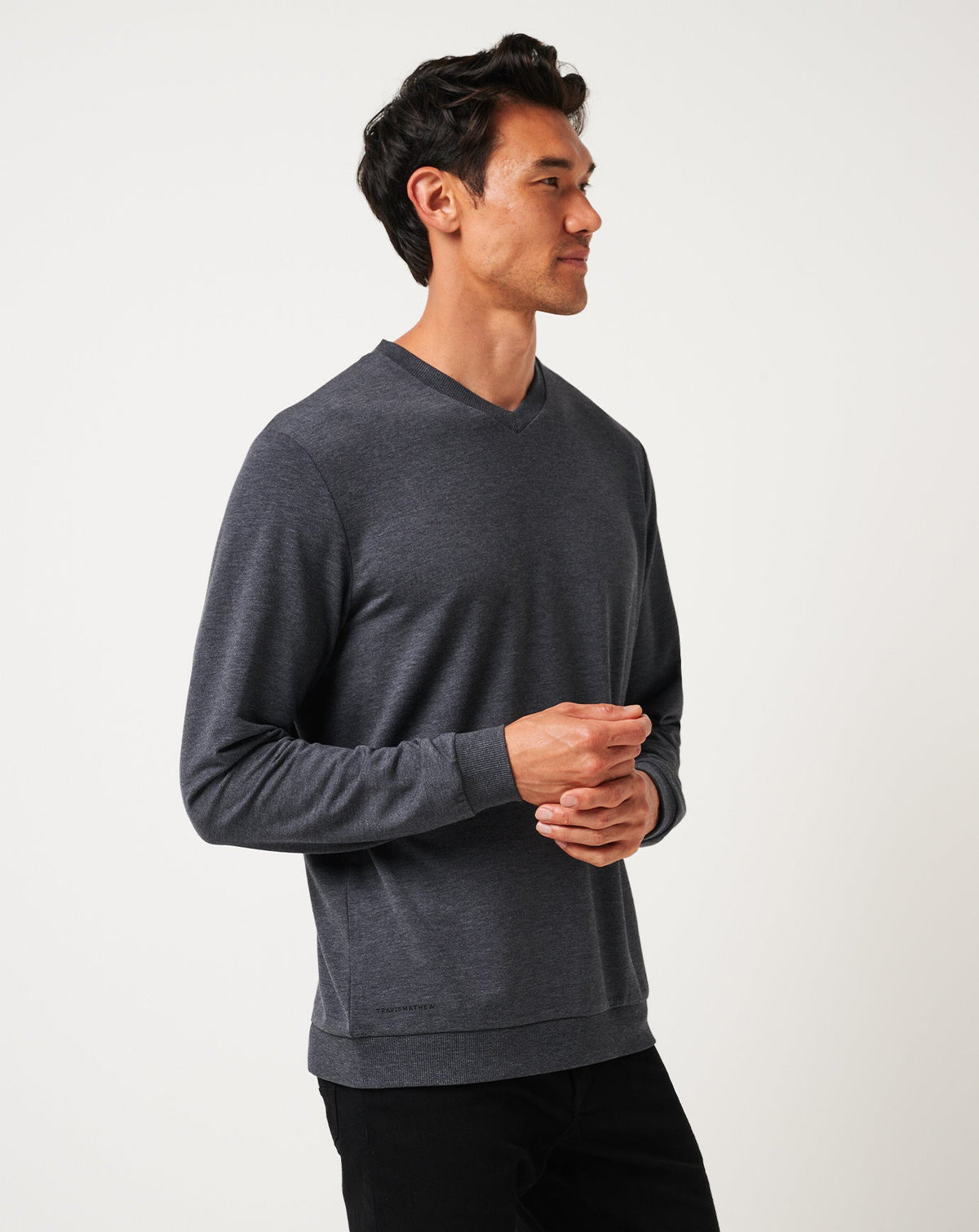 TravisMathew | Amenities V-Neck Crew - Heather Dark Grey
