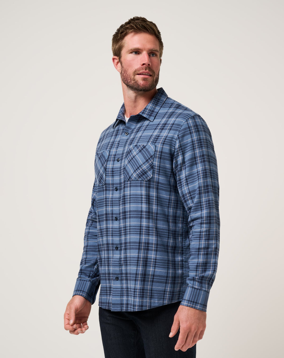 TravisMathew | Cloud Flannel Plaid Button-Up - Bering Sea/Sleet