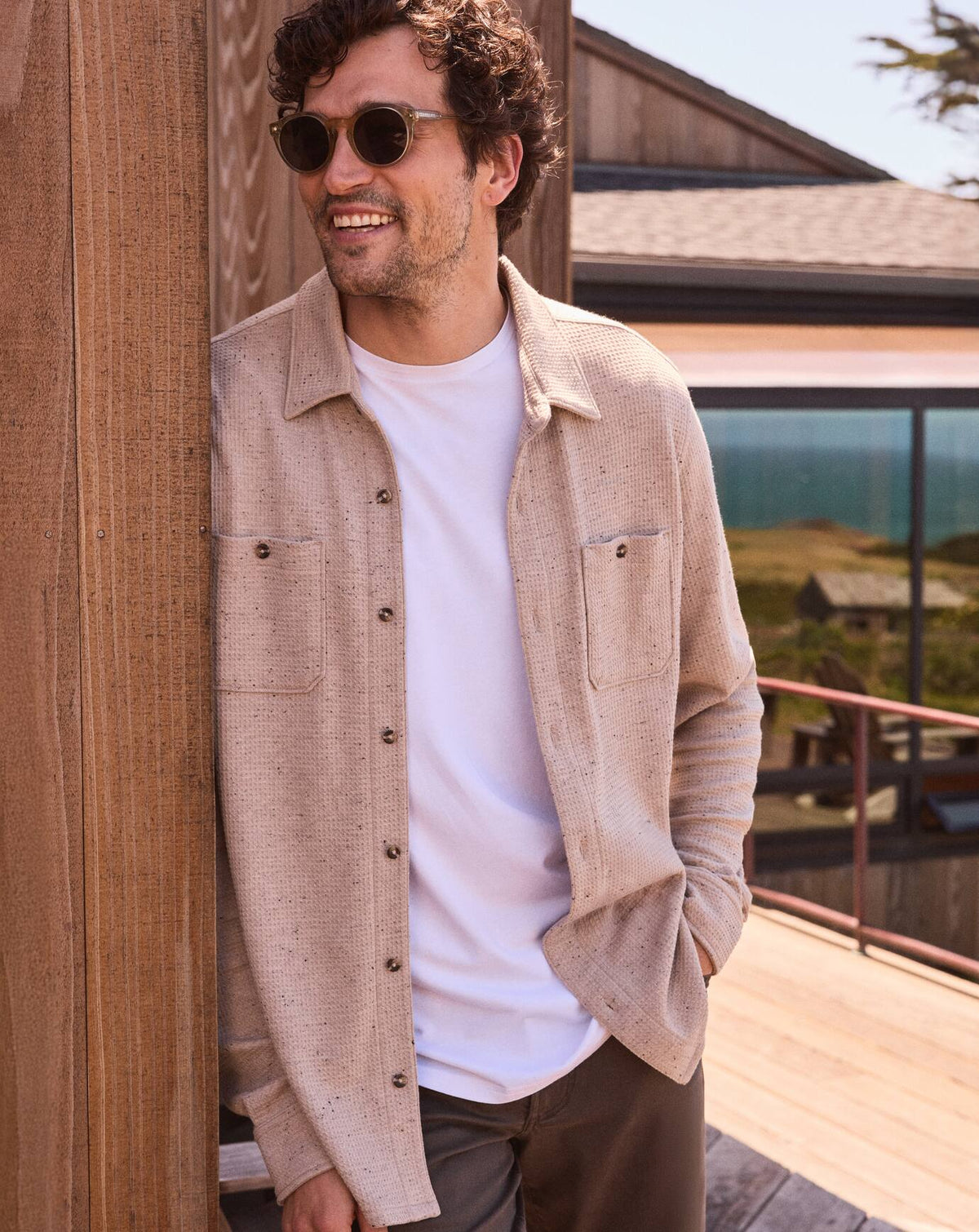 TravisMathew | Cloud Waffle Shirt Jacket - Oxford Tan