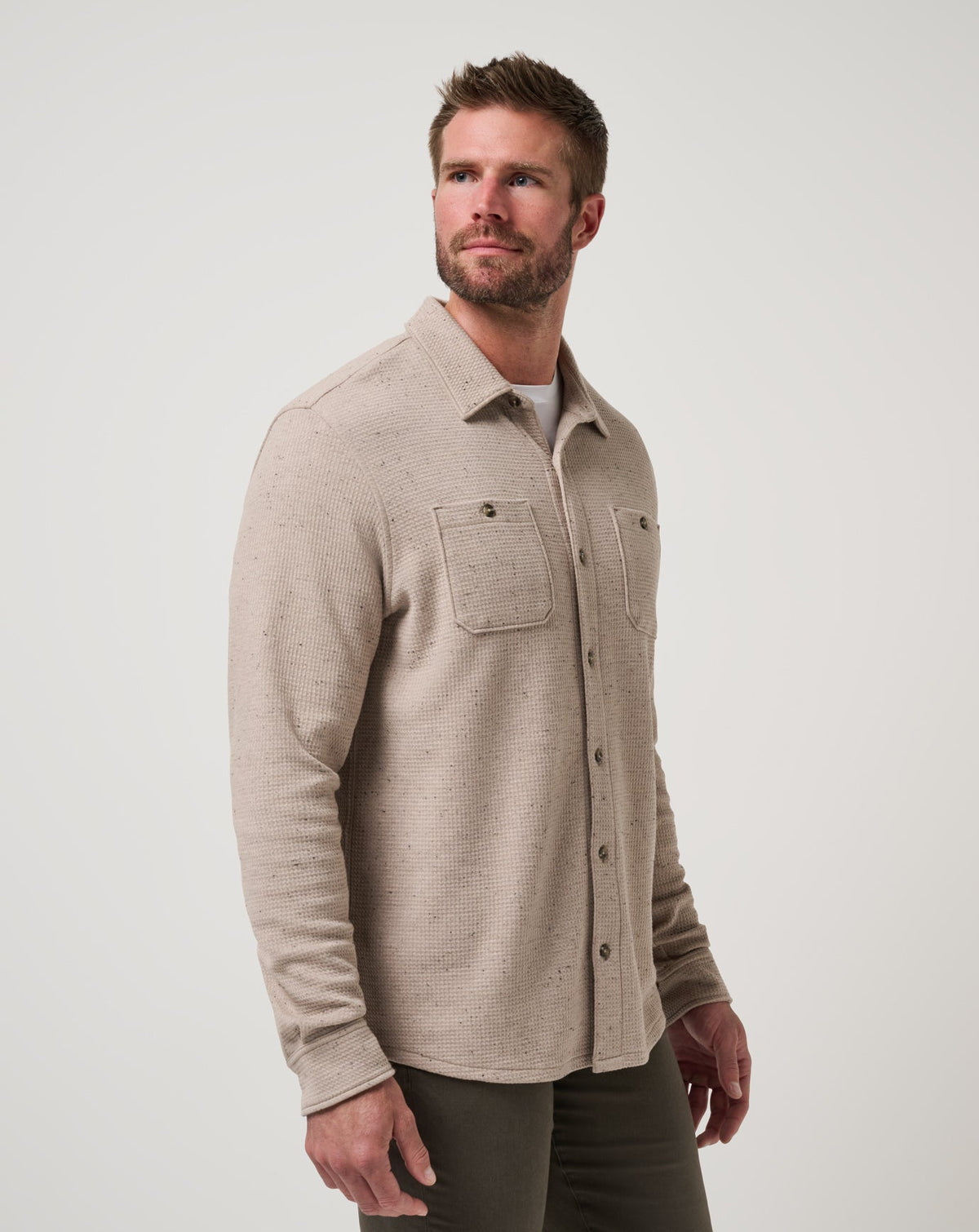 TravisMathew | Cloud Waffle Shirt Jacket - Oxford Tan